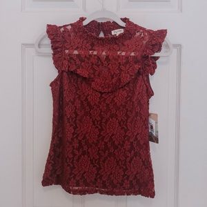 NWT Maroon Lily White blouse